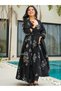 Black Viscose Cotton Embroidered Salwar Kameez Dupatta - ALV2013-BlacK-Size-M-38-Inches - 3