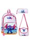 Stitch Patterned Triple Girls' Luxury Primary School Waterproof School Bag Set (Bag Thermal Lunch Bag Pen Holder) - 3