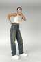 Baggy Buckle Detailed Light Tint Washed Pucket Loose Jean Trousers - 3