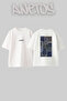 Blue Mood Pattern Design Back Printed Cotton White Oversize T-Shirt