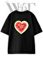 Watermelon Heart Design Printed Unisex Black Oversize T-Shirt