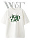 I Don'T Care Design Printed Unisex White Oversize T-Shirt