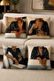 Black Gölekli Women's Patterned 4-Piece Throw Pillow Cover Set