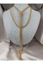 Women's Silver Color Multi-Layered Chain Knot Detailed Tassel Y Necklace Stylish Long Neck Necklace
