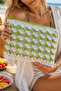 Women's Green-White Lined Clutch Bag - 4