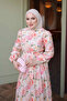 Pink Skirt Layered Patterned Viscose Dress - 3