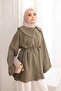Khaki Wide Sleeve Waist Tie Shirt - 4