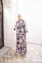 Purple Half Buttoned Sleeves Elastic Skirt Layered Viscose Dress - 2