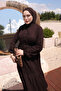 Bitter Brown Elastic Sleeve Skirt Layered Muslin Dress - 3