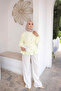 Yellow Elastic Sleeve Ruffled Skirt and Lace Shirt - 3