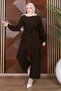 Drawstring Waist Detailed Suit with Stitching Detail Tsd260253 Bitter Brown - 3