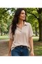 Powder Oversize Polo Collar Gofre Blouse - Looks Like a Casual T-Shirt - 7