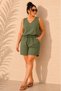 Women's Plus Size Sleeveless V-Neck Bottom Shorts Elastic Waist Pocket Aerobin 2-Piece Shorts Blouse Set (Not Stretchy) - 4