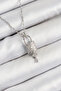 316L Steel Zircon Stone Lock and Dangle Key Model Silver Color Women's Necklace