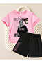Rose from Blackpink K-Pop Printed Cotton Short Sleeved Children's Tshirt-Shorts Two-Piece Set