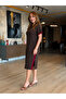 Women's Crew Neck Stripe Detailed Modal Midi Dress - 3