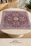 Silk Blend Serrated Edge Ethnic Patterned Square Scarf 65.5 X 65.5 cm Soft Textured Women's Neck Scarf - 4