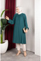 Bürümcük Fabric Raglan Sleeve Long Tunic 0902-08 Petrol - 2