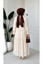 Women's Scallop Lace Stylish Cream Summer Long Dress - 4