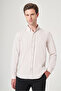 Beige Buttoned Collar Oxford Slim Fit Cotton Shirt 1004265284