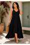 Women's Ring Strap V-Neck Asymmetrical Cut Plus Size Maxi Dress – Comfortable Fit Summer Dress - 3