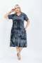 Women's Plus Size Knitted Viscose Smoked Patterned Short Sleeve Stylish Combed Cotton Dress - 3