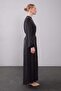 Oil Green Belt Detailed Edge Pattern Cupra Dress - 4