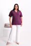 Women's V-Neck Viscose Blouse with Stone and Pearl Detailing - 3