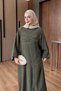 Women's Embroidered Linen Bat Sleeve Dress - 5