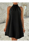 Women's Halter Neck Casual Mini Dress (Without Belt) - 2