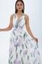 Women's Purple Leaf Pattern Halter Neck Maxi Length Dress Nbmy4122 - 3