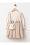 Girl's Bow Detailed Bagged Gilet Dress Combination - 3