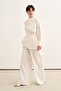 Women's Organic Cotton Shawl Collar Mobile Belt Skirted Blouse Ecru - 3