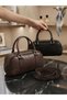Bitter Brown Hand and Shoulder Women's Bag Daily Use Cylinder Design 24X12X12 cm |   4 Color Options - 3