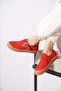Solaser Side Buckle Scarf Genuine Leather Women's Shoes Red Nubuck