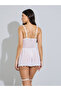 White Floral Lace Mesh Underwired Babydoll with Brief and Garters - 6