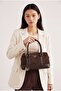 Women's Suede Brown Lock Charm Detailed Shoulder and Crossbody Bag Elena - 2
