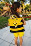 Yellow and Black Handmade Children's Backpack with Bee Figure - 3