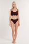 Women's Burgundy Ribbed Love Strap Bralet Slip Panties Underwear Set - 2