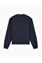 Men's Regular Fit Logo Printed Round Neck Cotton Long Sleeve Navy Blue Sweatshirt - 3