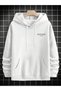 Men's white no money but love Printed 3 thread k Hooded hoodie sweatshirt - 2