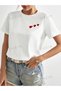 Women's White Hearts Printed Oversize T-Shirt - 2