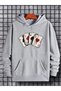 Unisex Gray 4 as Printed 3 Thread Hooded Hoodie Sweatshirt