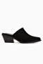 Teresa Genuine Leather Black Heeled Women's Slippers - 2