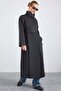 High Collar Oversize Water Repellent Trench Coat Black 6874 - 2