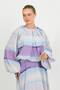 Purple Aurora Gradient Patterned Balloon Sleeve Blouse and Flared Long Skirt Two-Piece Set Tns-9005 - 7