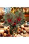 Artificial New Year Pine Branch |   Red Fruit and Pine Cone Christmas Decoration Ornament - 2