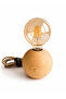 Solid Wood Globe Decorative Table Lamp (with Rustic Bulb Gift) - 2