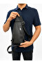 Men's 5-Compartment Faux Leather Crossbody Chest Bag Black Matte - 4
