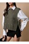 Women's Pearl Detailed Side Tie Crop Knit Sweater - 2
